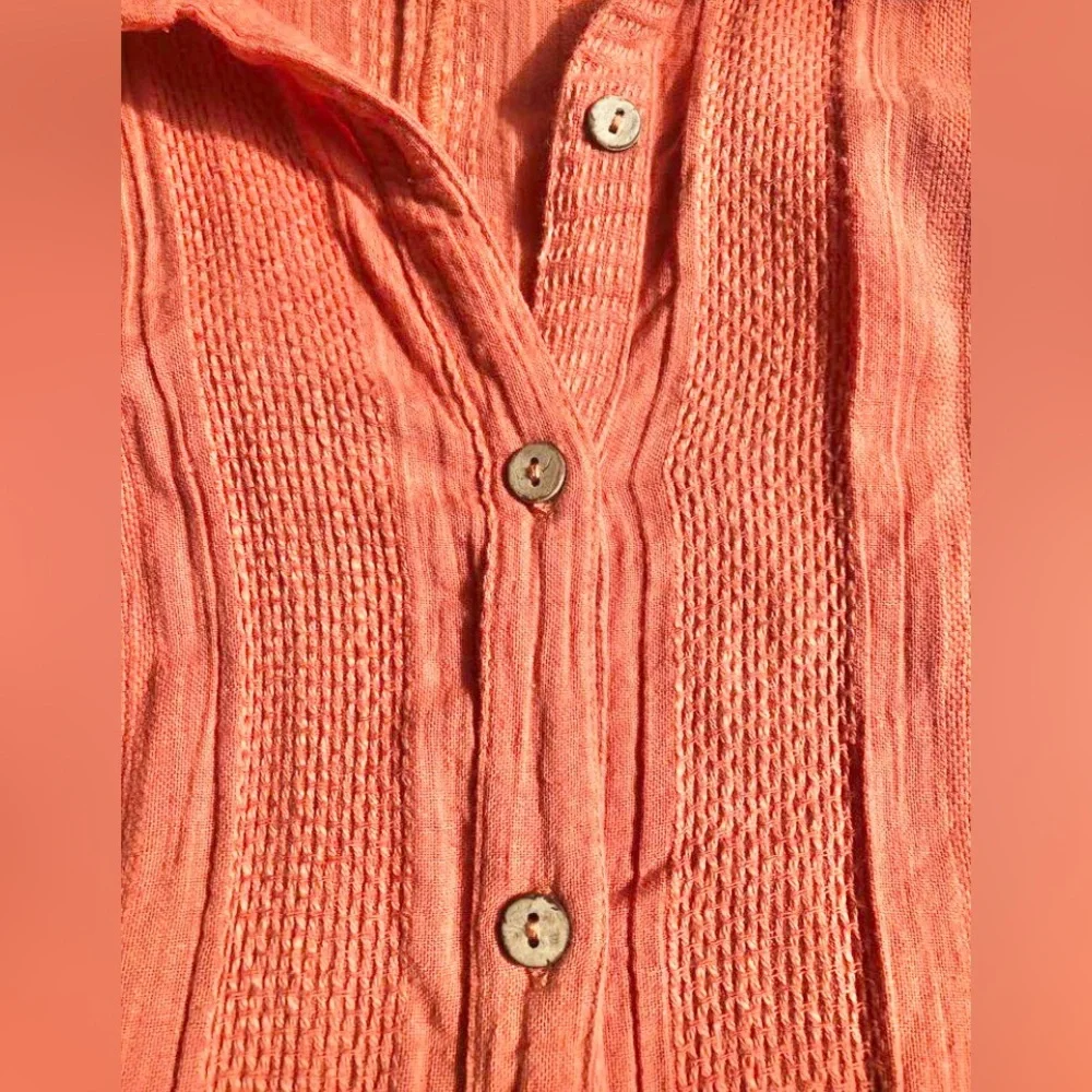 Free People Batwing Shirt Dress Tangerine Boho Mini 90% Cotton Women’s Sz XS - Picture 5 of 13